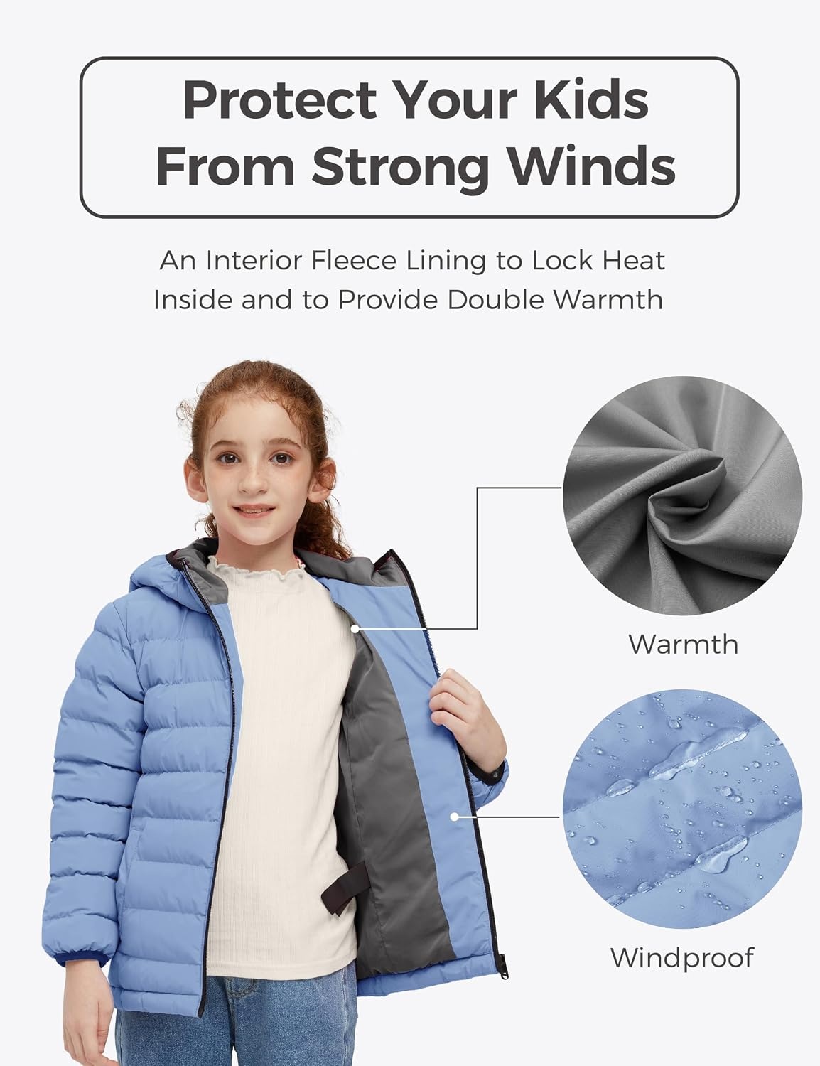 image:imagewantdo Girls Warm Winter Coat Lightweight Puffer Jacket Outerwear HoodedGreen