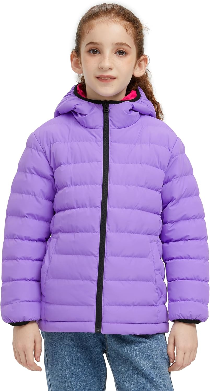 image:imagewantdo Girls Warm Winter Coat Lightweight Puffer Jacket Outerwear HoodedPurple