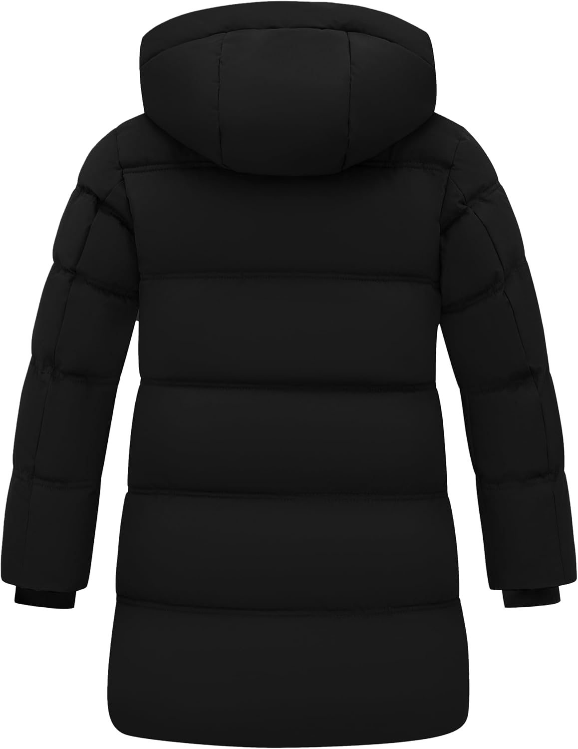 image:imagewantdo Girls Winter Coat Long Puffer Jacket Thickened Parka HoodedBlack