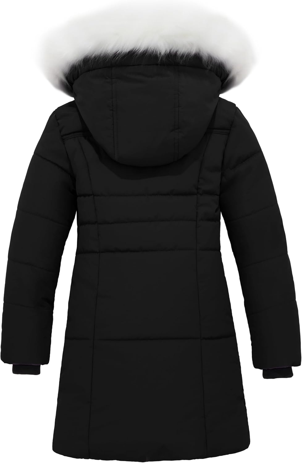 image:imagewantdo Girls Winter Coat Waterproof Long Puffer Jacket Warm Parka HoodedBlack