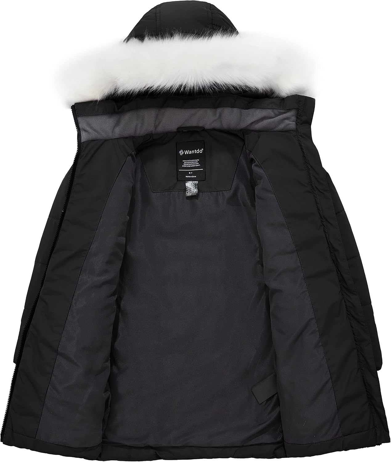 image:imagewantdo Girls Winter Coat Waterproof Long Puffer Jacket Warm Parka HoodedBlack