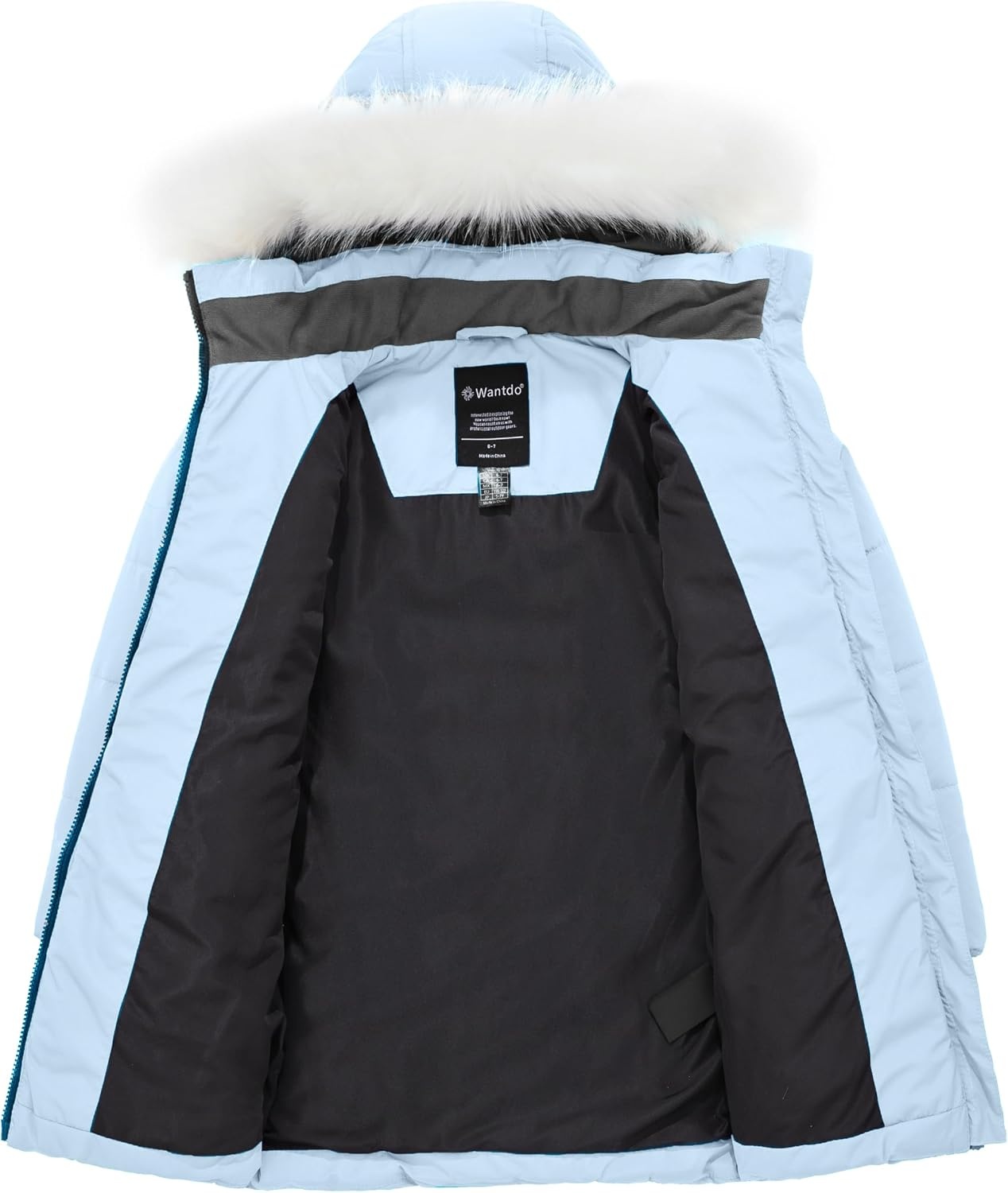 image:imagewantdo Girls Winter Coat Waterproof Long Puffer Jacket Warm Parka HoodedBlue