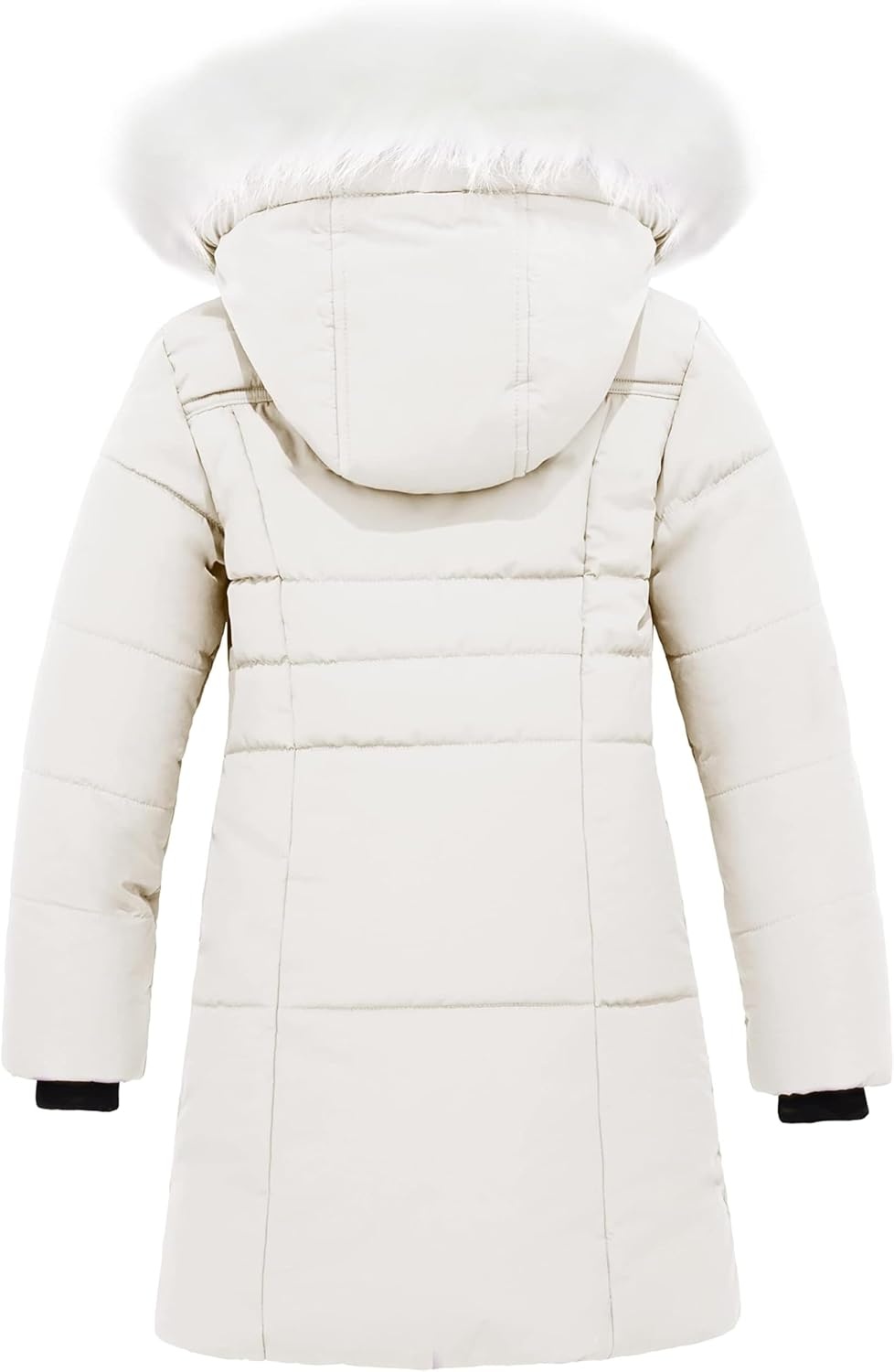 image:imagewantdo Girls Winter Coat Waterproof Long Puffer Jacket Warm Parka HoodedCreamy White