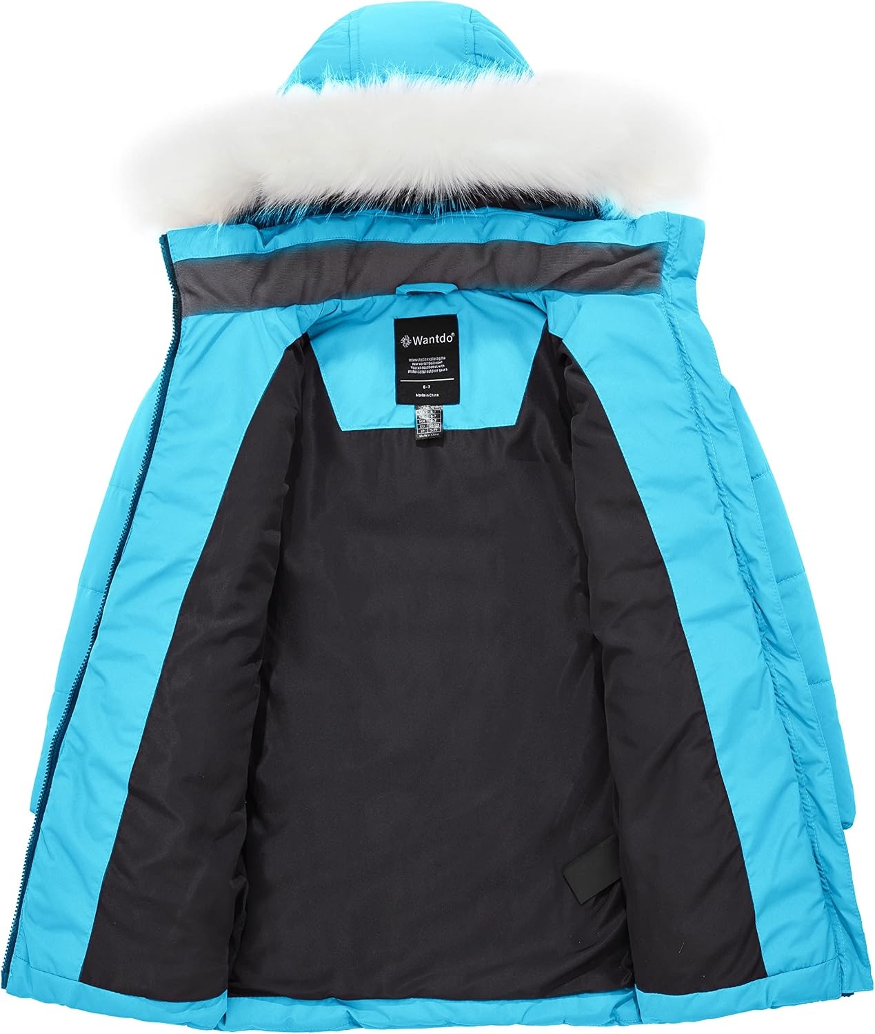 image:imagewantdo Girls Winter Coat Waterproof Long Puffer Jacket Warm Parka HoodedLight Blue