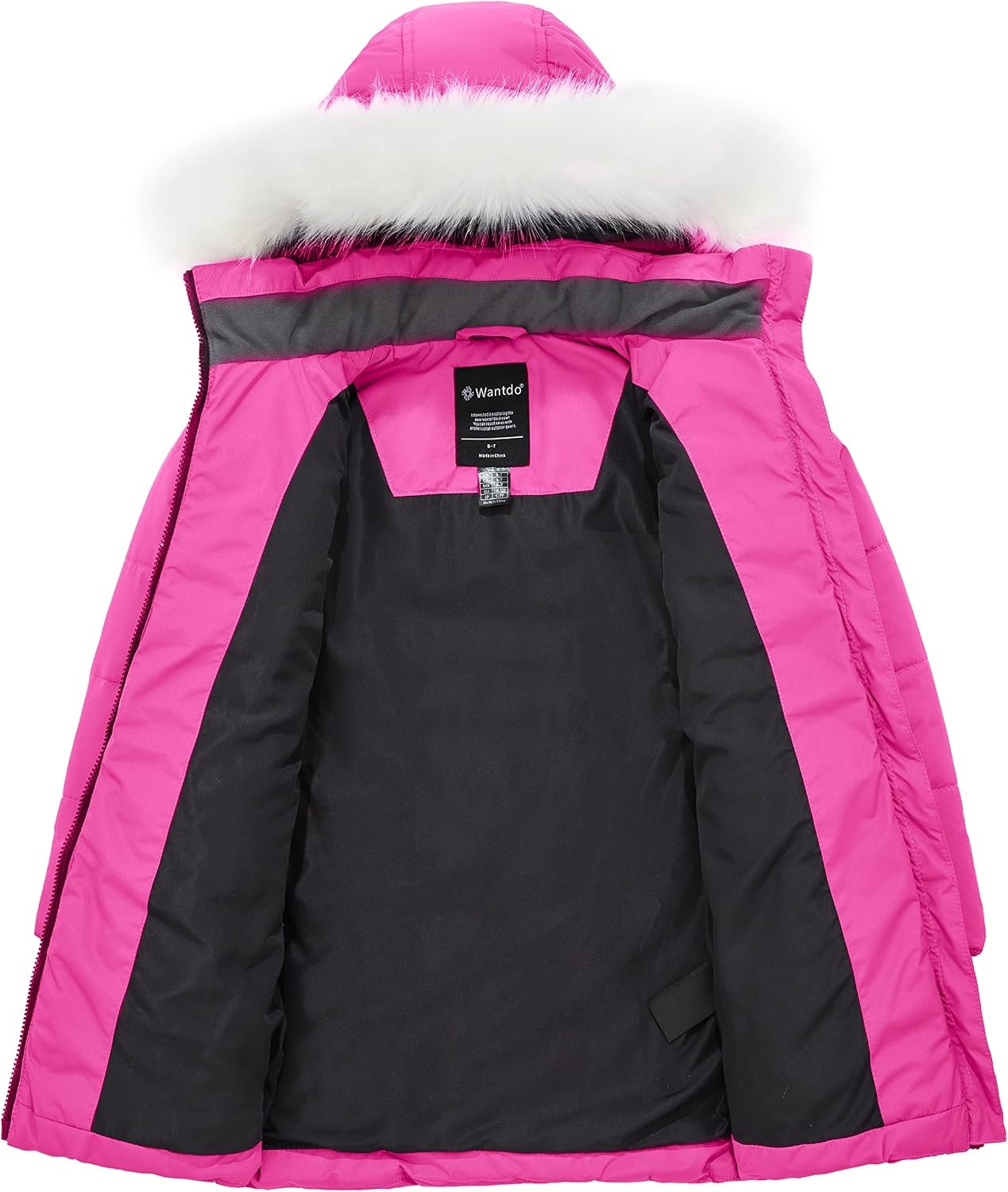 image:imagewantdo Girls Winter Coat Waterproof Long Puffer Jacket Warm Parka HoodedPink